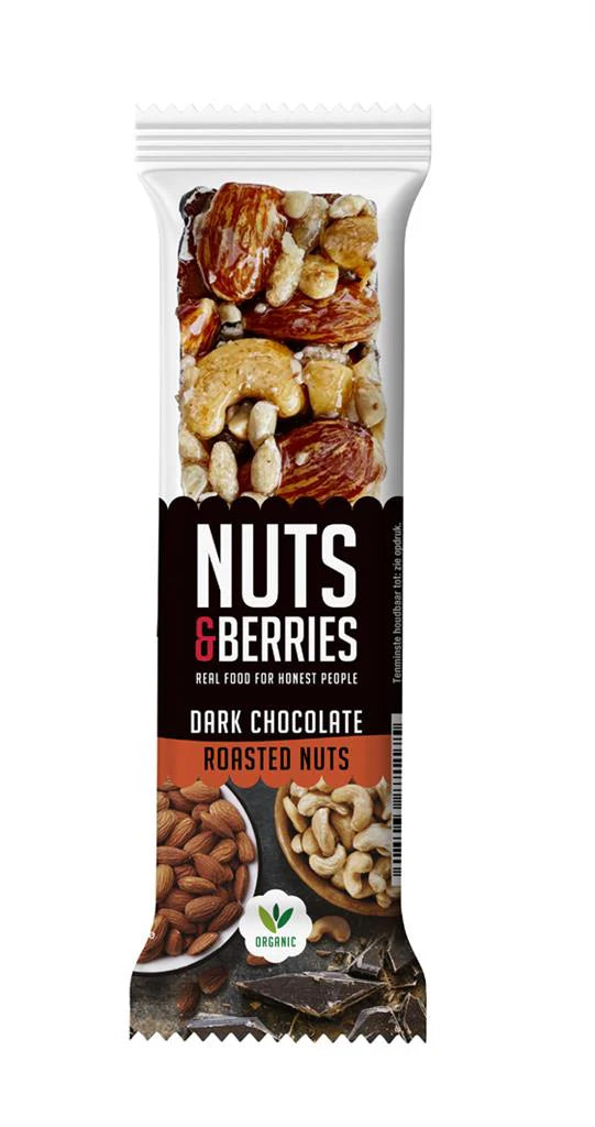 Barres de noix et de baies Chocolat Noir Noix grillées 40 g - 15 pièces