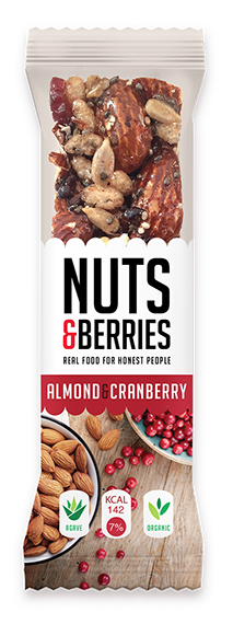 Barre de noix et baies Amandes Cranberry 40 g - 15 pièces