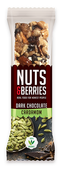 Barres Noix et Baies Chocolat Noir Cardamome - 15pcs