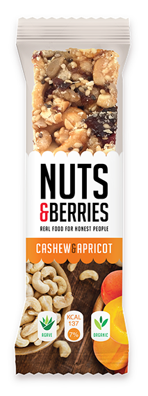 Nuts and Berries Barres Noix de Cajou Abricot 40gr - 15pcs