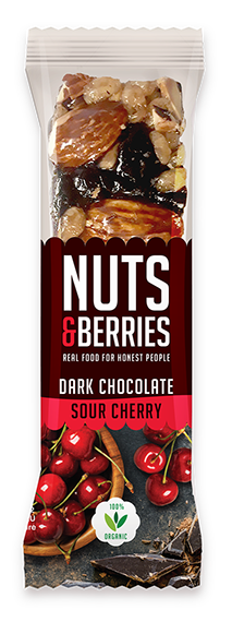 Barres Noix et Baies Chocolat noir Cerise 40gr - 15pcs